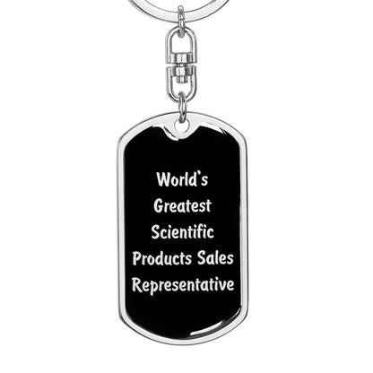 World's Greatest Scientific Products Sales Representative v2 - Luxury Dog Tag Keychain