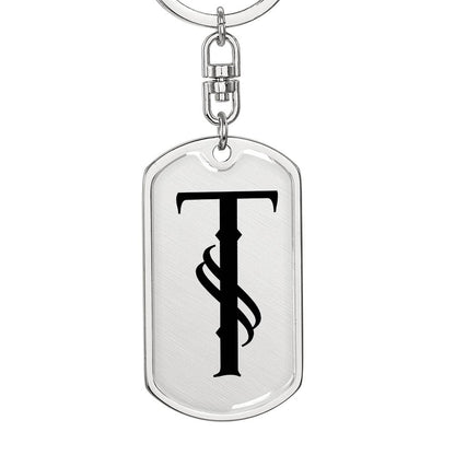 Initial T v001-11 - Luxury Dog Tag Keychain