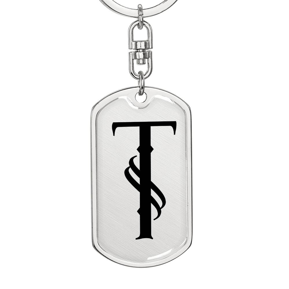 Initial T v001-11 - Luxury Dog Tag Keychain