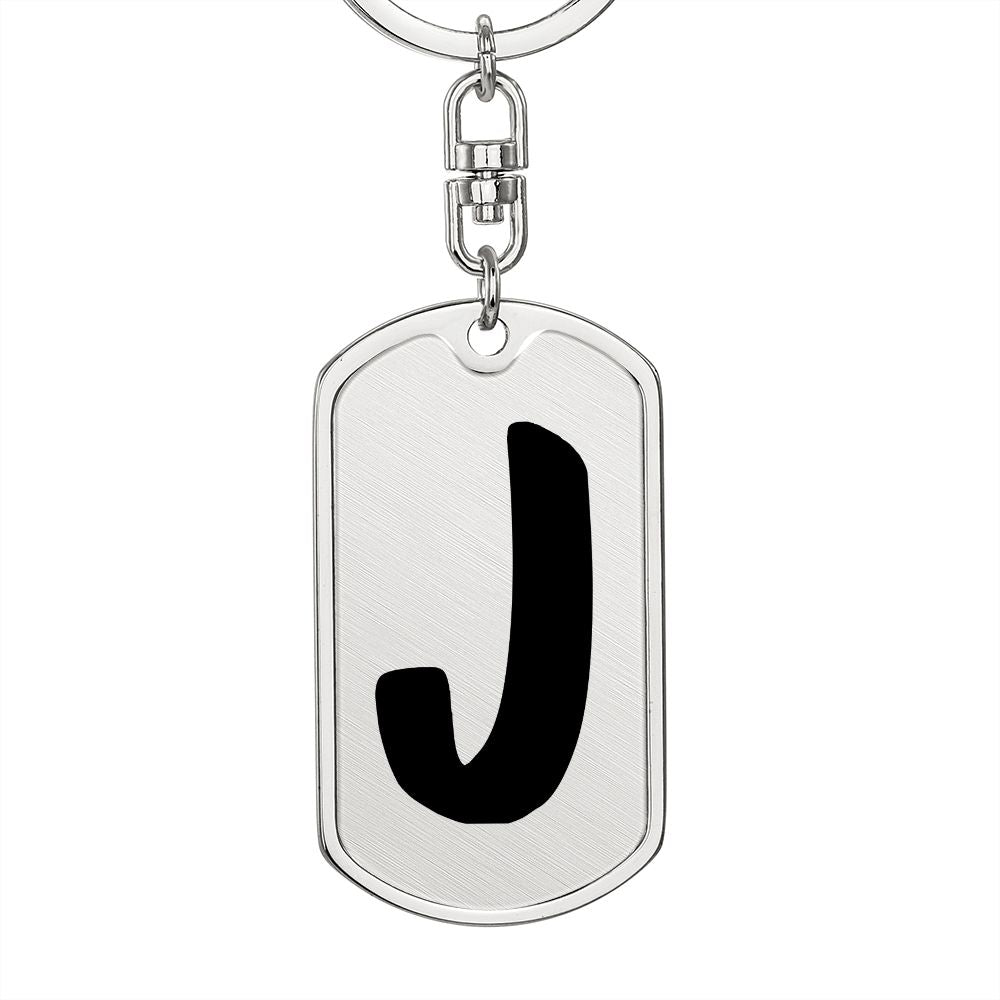 Initial J v1b - Luxury Dog Tag Keychain