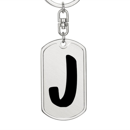 Initial J v1b - Luxury Dog Tag Keychain