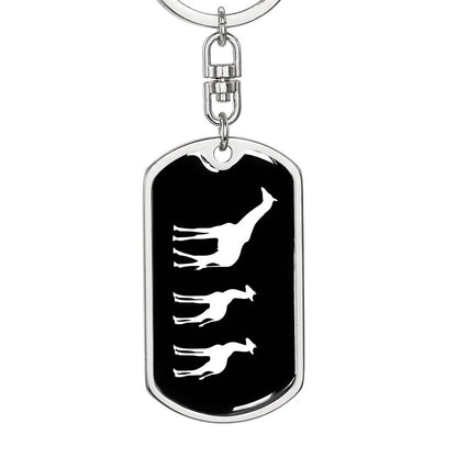 Mama Giraffe With 2 Calves v3 - Luxury Dog Tag Keychain