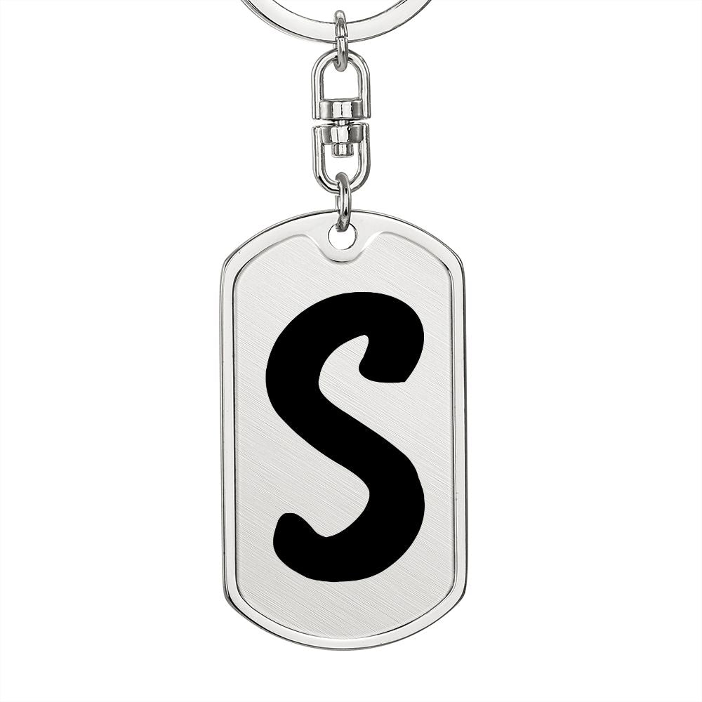 Initial S v1b - Luxury Dog Tag Keychain