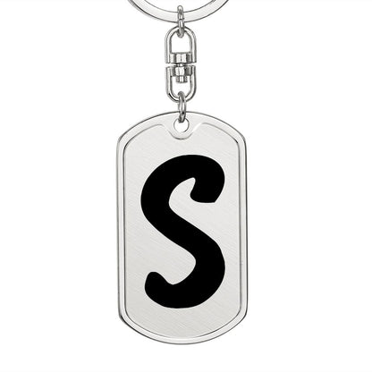 Initial S v1b - Luxury Dog Tag Keychain