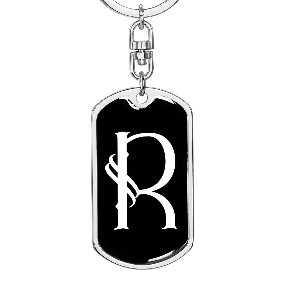Initial R v001-13 - Luxury Dog Tag Keychain