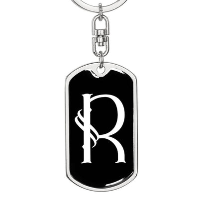 Initial R v001-13 - Luxury Dog Tag Keychain