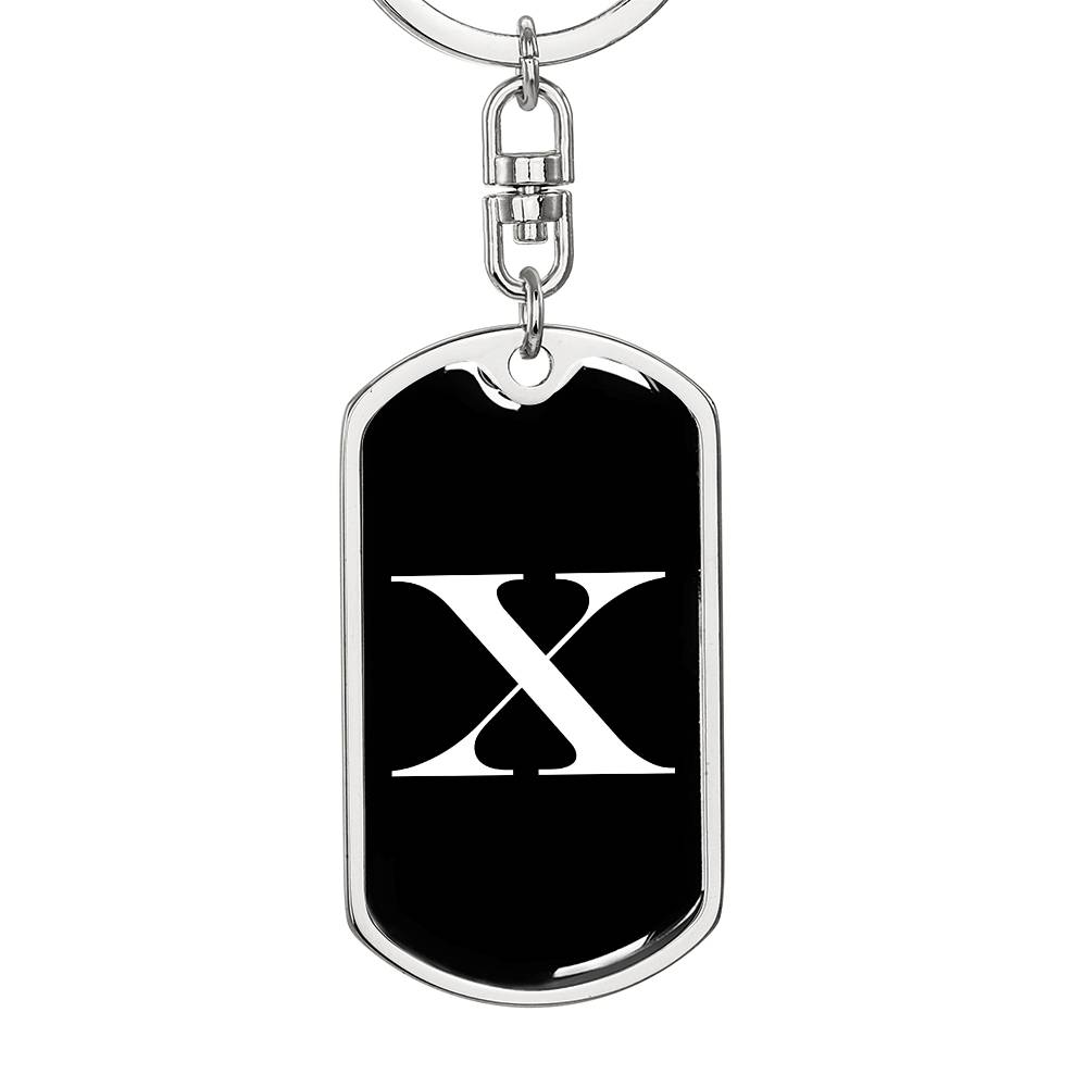 Initial X v3a - Luxury Dog Tag Keychain