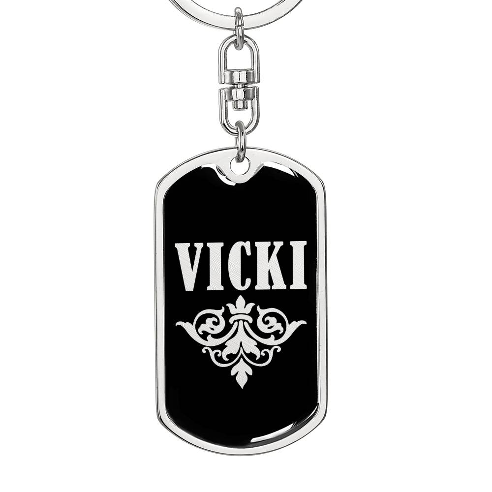 Vicki v02a - Luxury Dog Tag Keychain