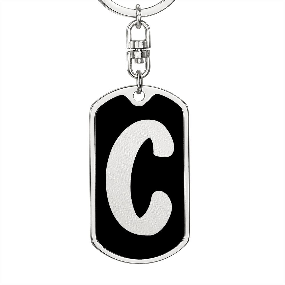 Initial C v2b - Luxury Dog Tag Keychain