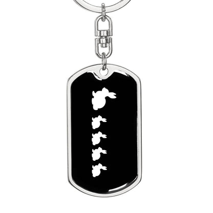 Mama Rabbit With 4 Kittens v3 - Luxury Dog Tag Keychain