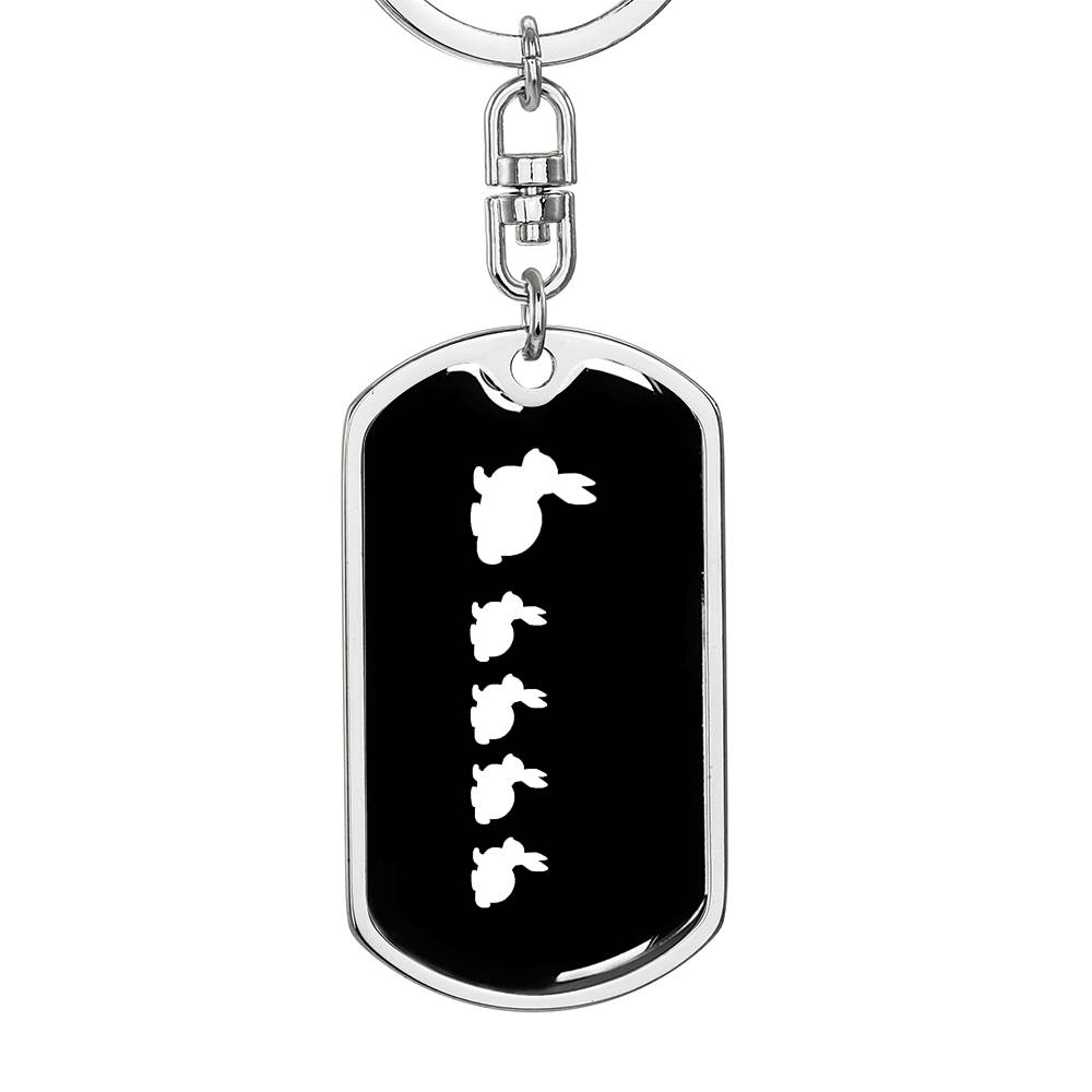 Mama Rabbit With 4 Kittens v3 - Luxury Dog Tag Keychain