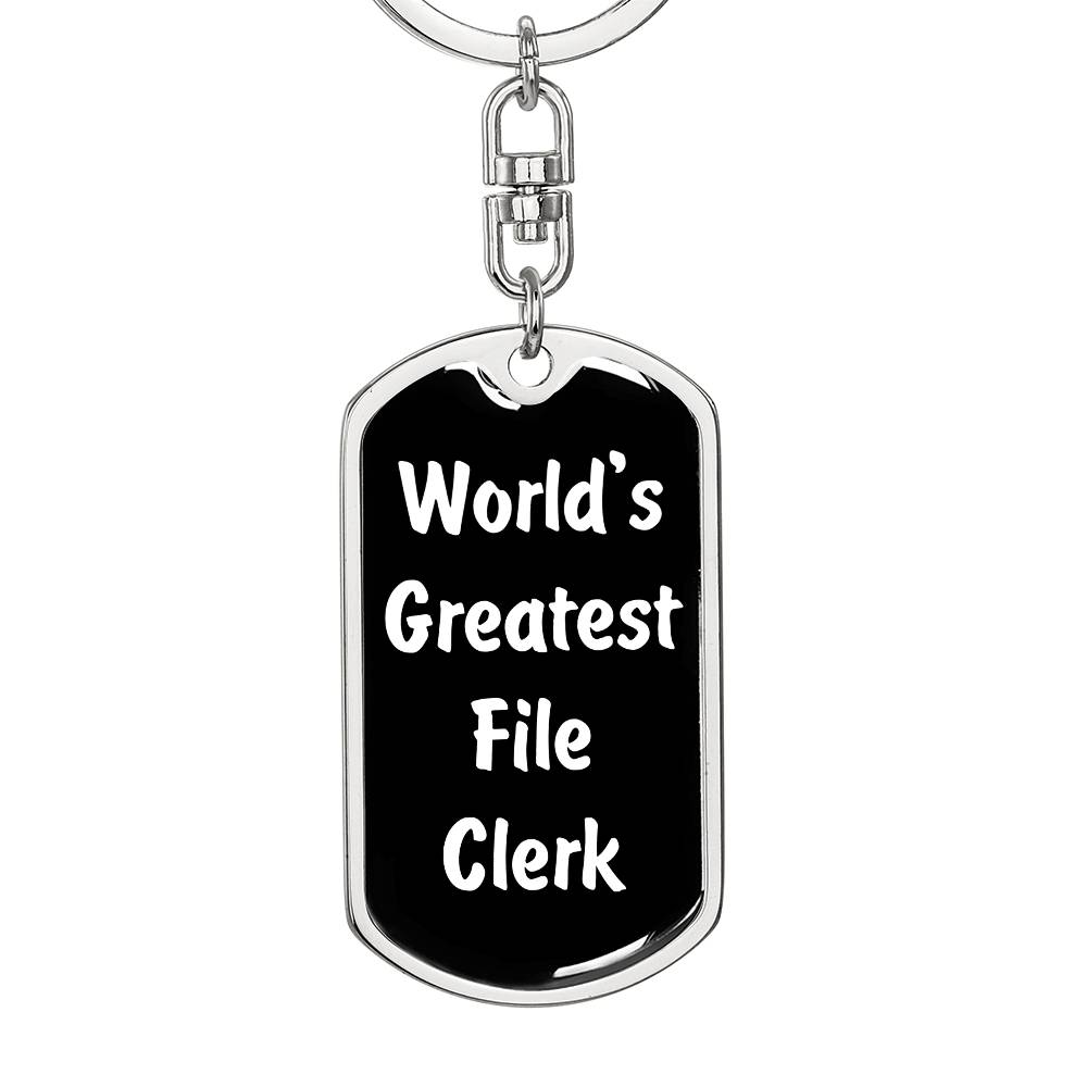 World's Greatest File Clerk v3 - Luxury Dog Tag Keychain