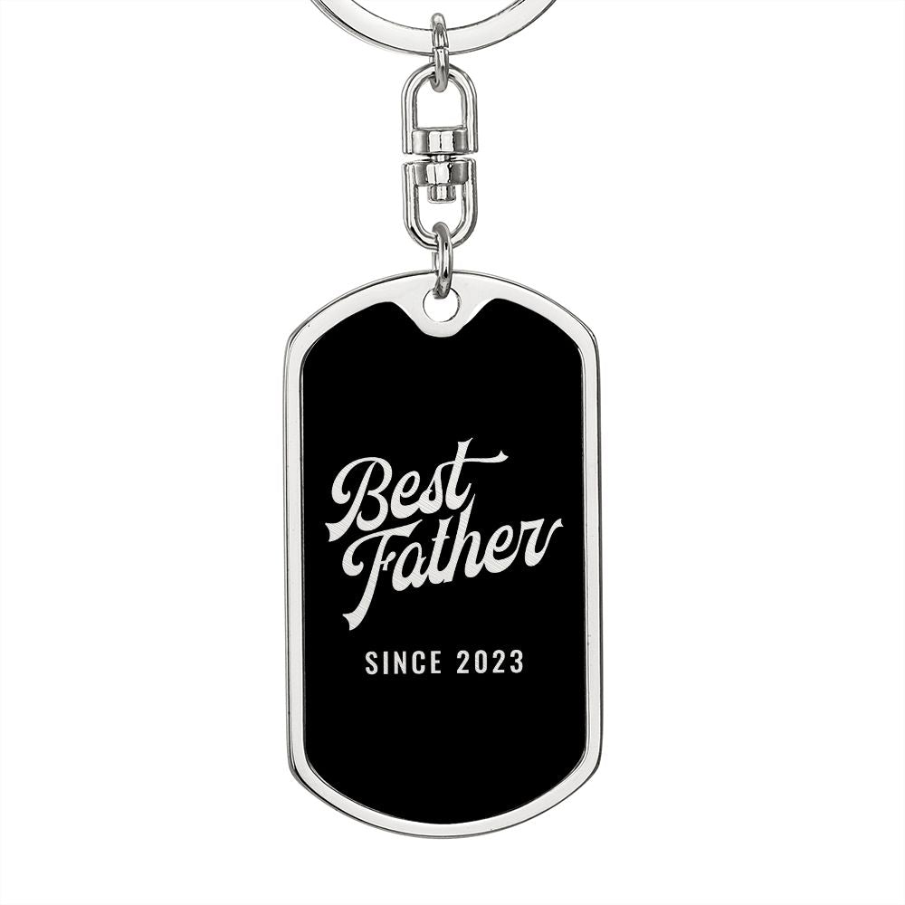 Best Father Since 2023 v3 - Luxury Dog Tag Keychain