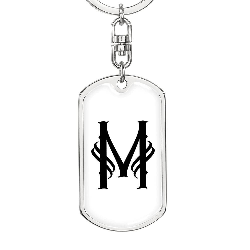 Initial M v001-14 - Luxury Dog Tag Keychain