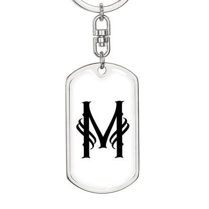 Initial M v001-14 - Luxury Dog Tag Keychain