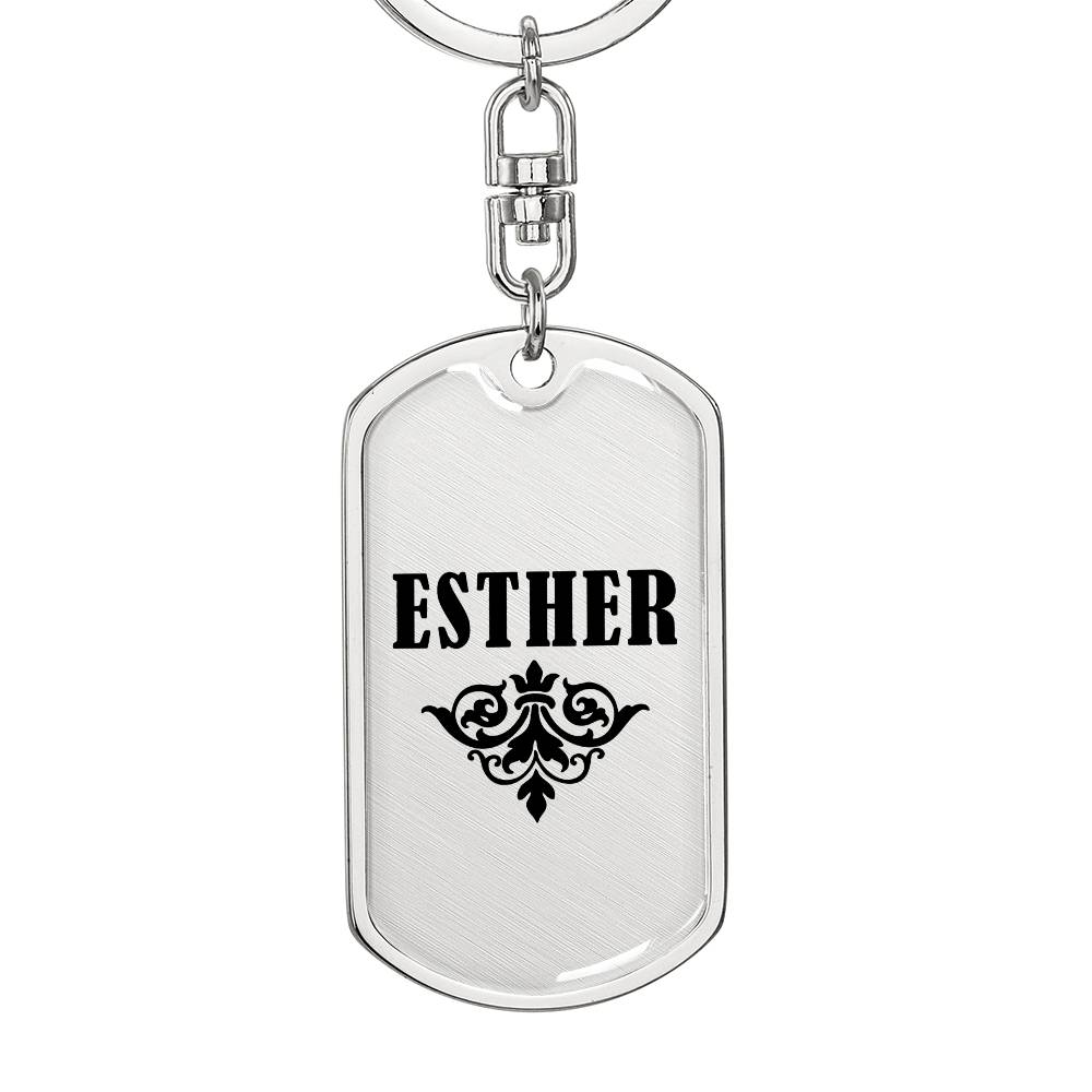Esther v01a - Luxury Dog Tag Keychain