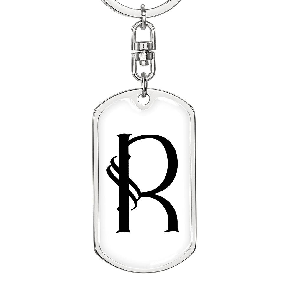 Initial R v001-14 - Luxury Dog Tag Keychain