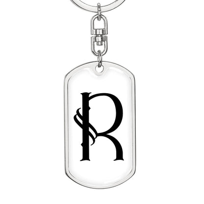 Initial R v001-14 - Luxury Dog Tag Keychain