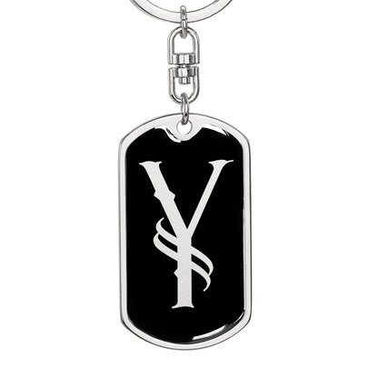 Initial Y v001-12 - Luxury Dog Tag Keychain