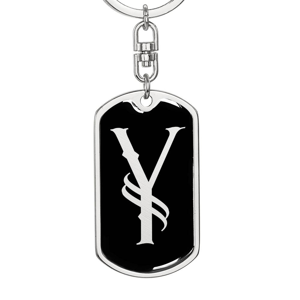 Initial Y v001-12 - Luxury Dog Tag Keychain