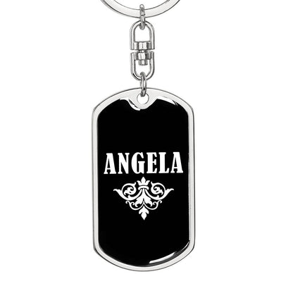 Angela v03a - Luxury Dog Tag Keychain