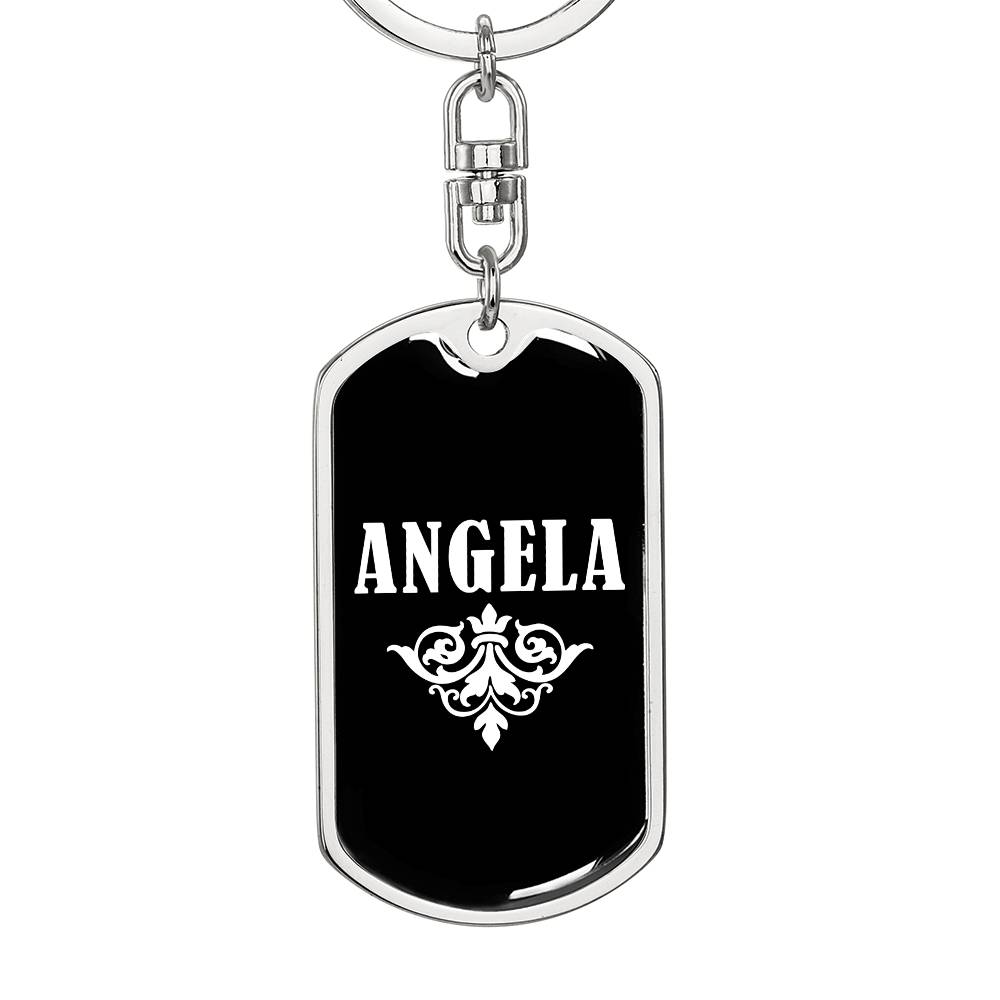 Angela v03a - Luxury Dog Tag Keychain