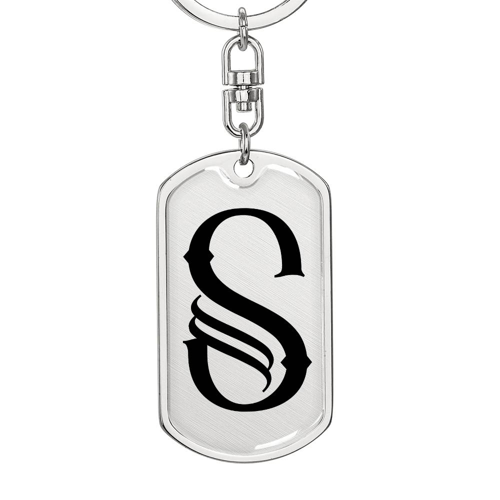 Initial S v001-11 - Luxury Dog Tag Keychain