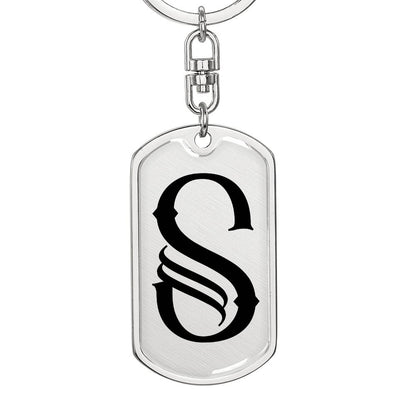 Initial S v001-11 - Luxury Dog Tag Keychain