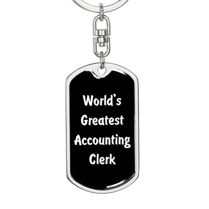 World's Greatest Accounting Clerk v3 - Luxury Dog Tag Keychain