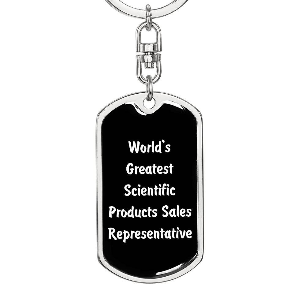 World's Greatest Scientific Products Sales Representative v3 - Luxury Dog Tag Keychain