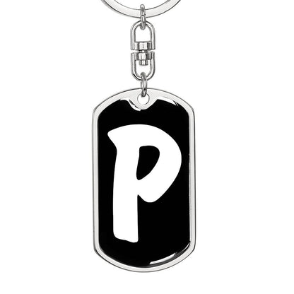 Initial P v3b - Luxury Dog Tag Keychain