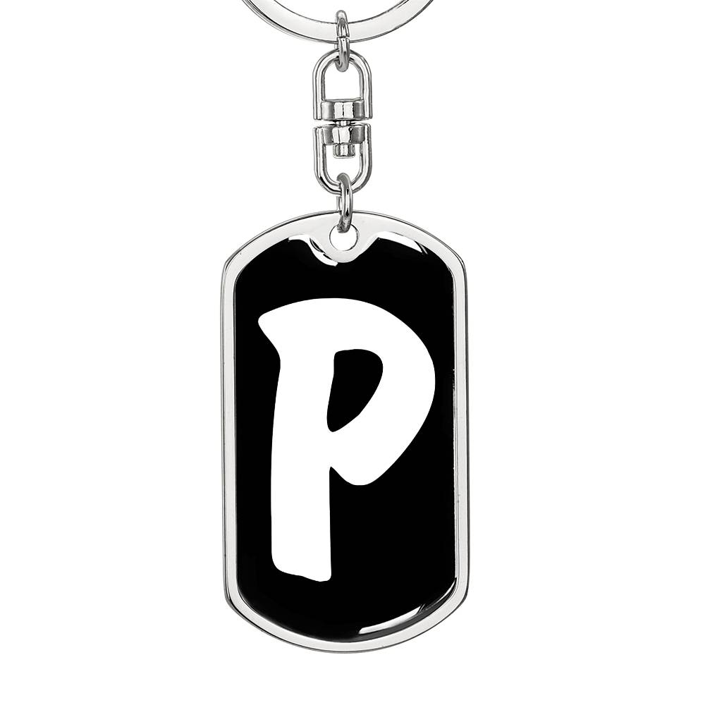 Initial P v3b - Luxury Dog Tag Keychain
