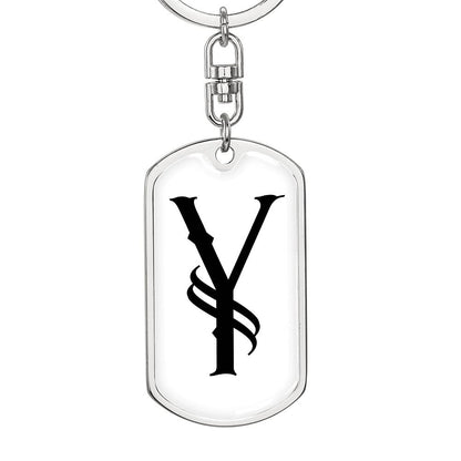 Initial Y v001-14 - Luxury Dog Tag Keychain