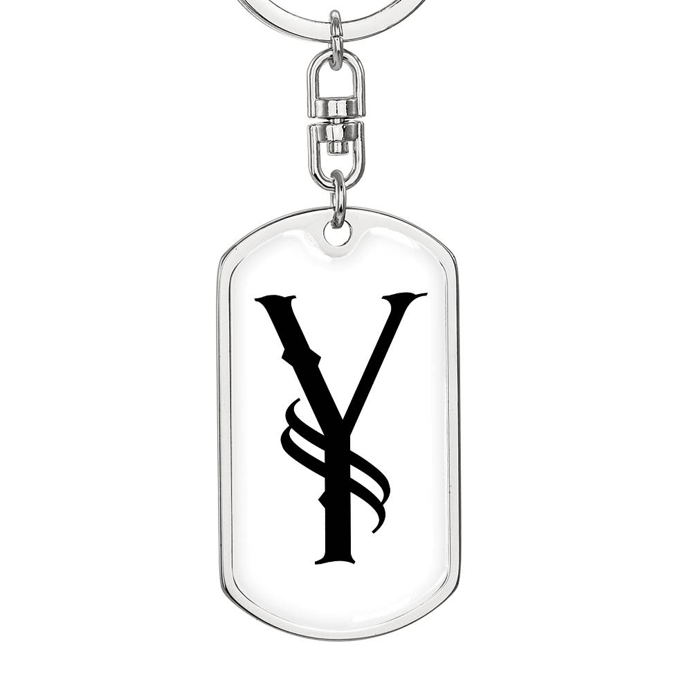 Initial Y v001-14 - Luxury Dog Tag Keychain