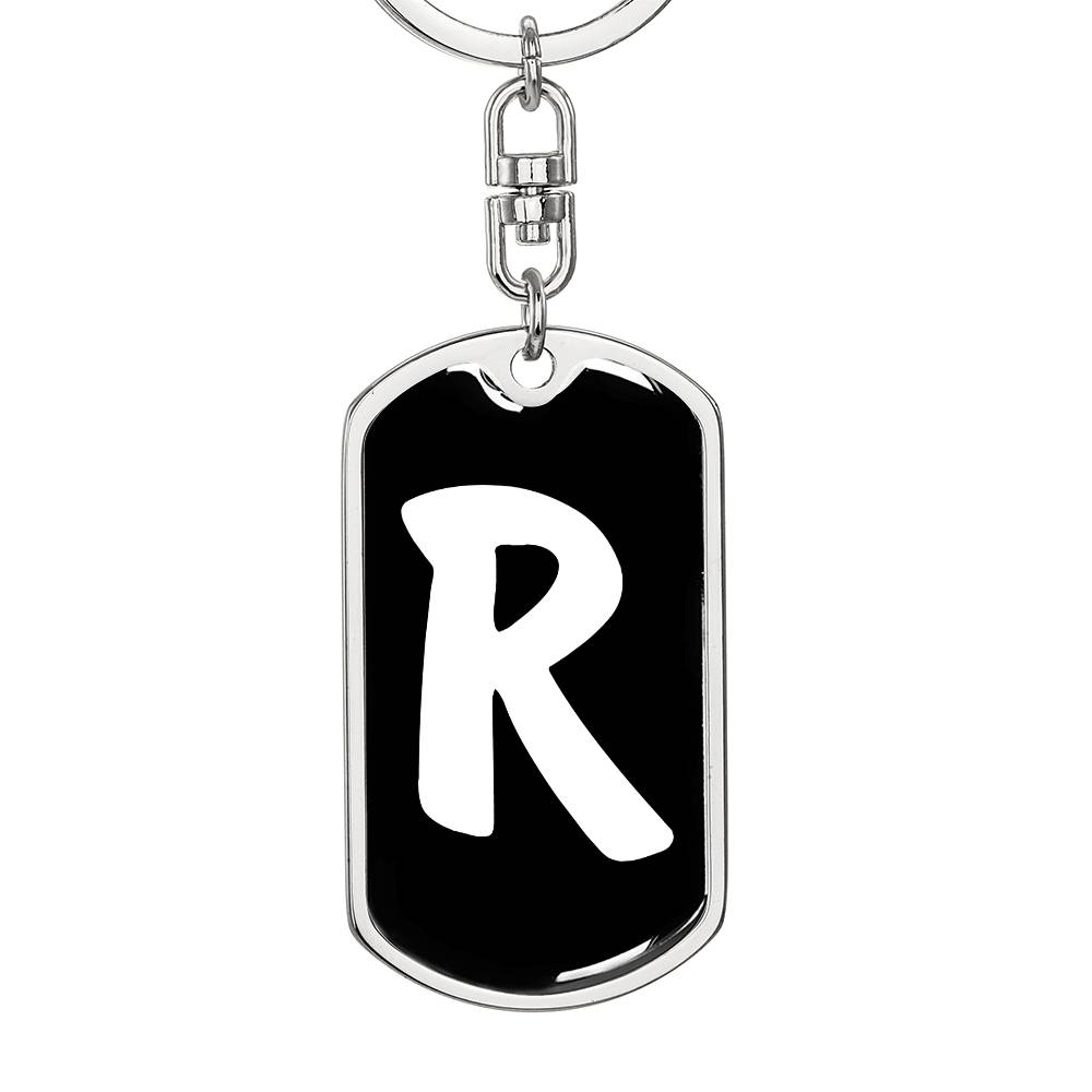 Initial R v3b - Luxury Dog Tag Keychain