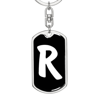 Initial R v3b - Luxury Dog Tag Keychain