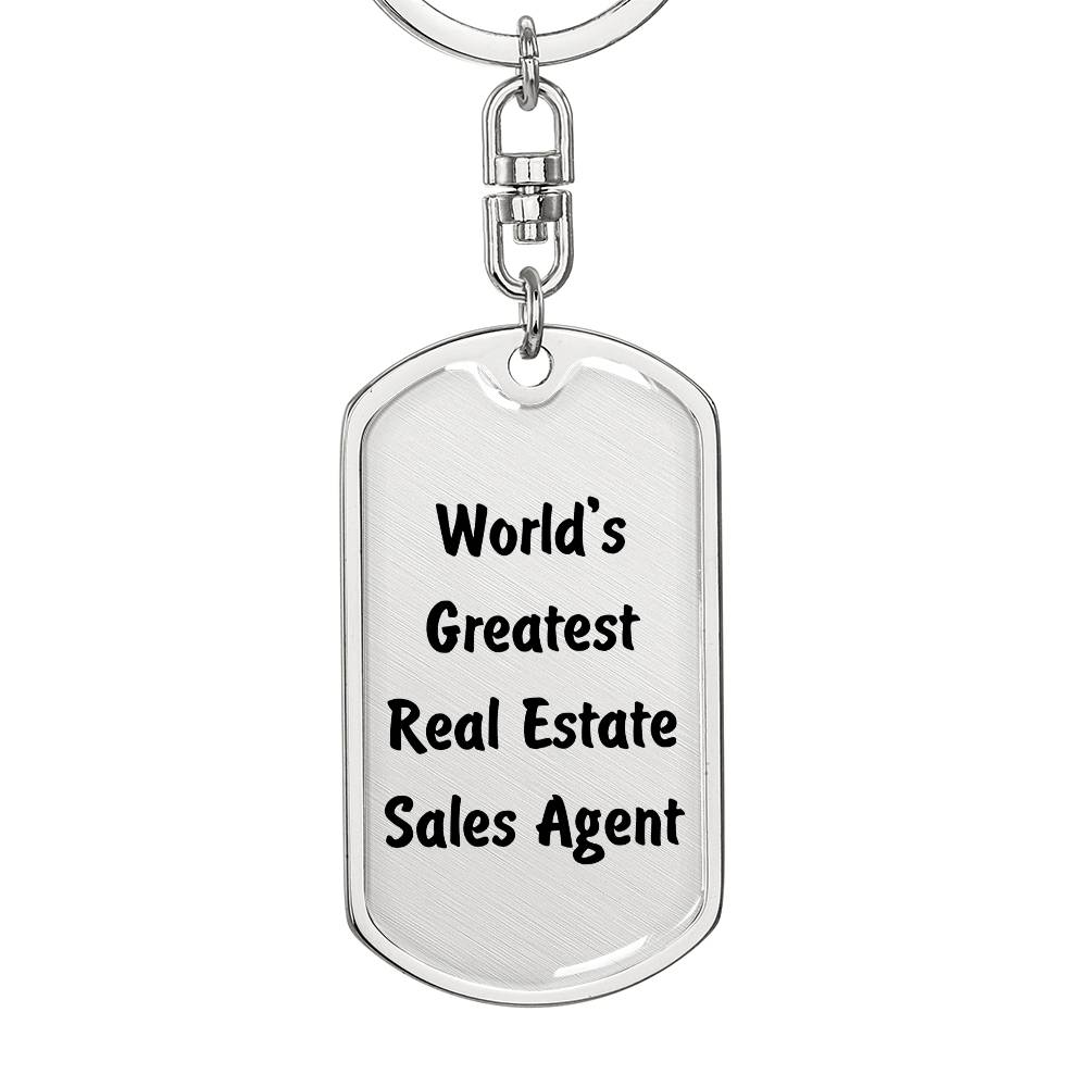 World's Greatest Real Estate Sales Agent - Luxury Dog Tag Keychain