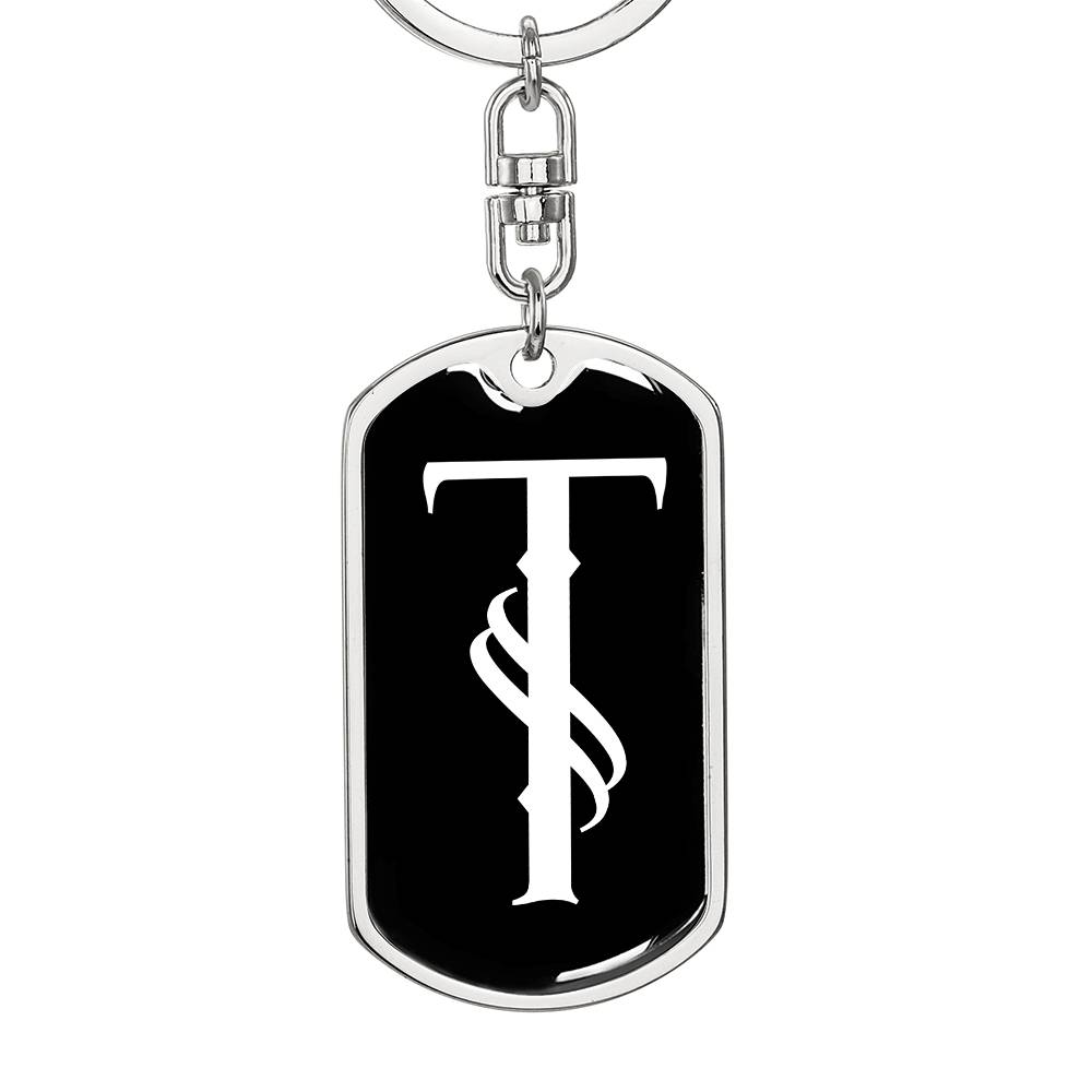 Initial T v001-13 - Luxury Dog Tag Keychain