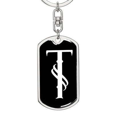 Initial T v001-13 - Luxury Dog Tag Keychain