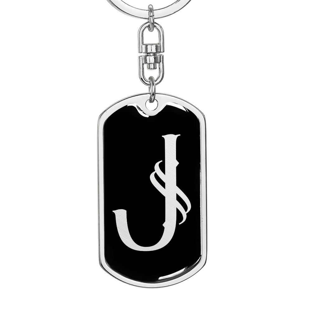 Initial J v001-12 - Luxury Dog Tag Keychain