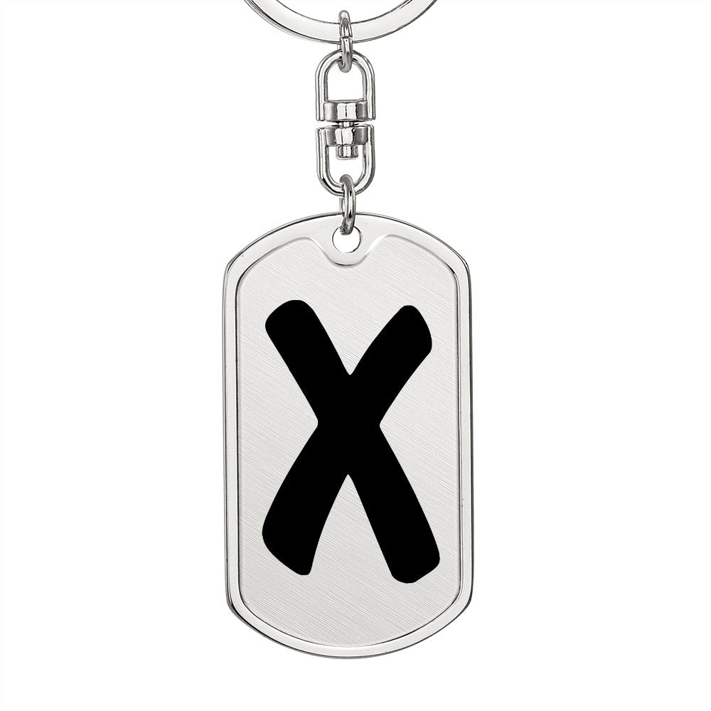 Initial X v1b - Luxury Dog Tag Keychain