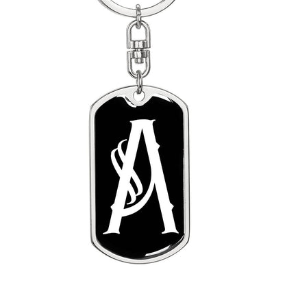 Initial A v001-13 - Luxury Dog Tag Keychain