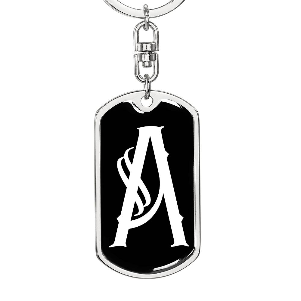 Initial A v001-13 - Luxury Dog Tag Keychain