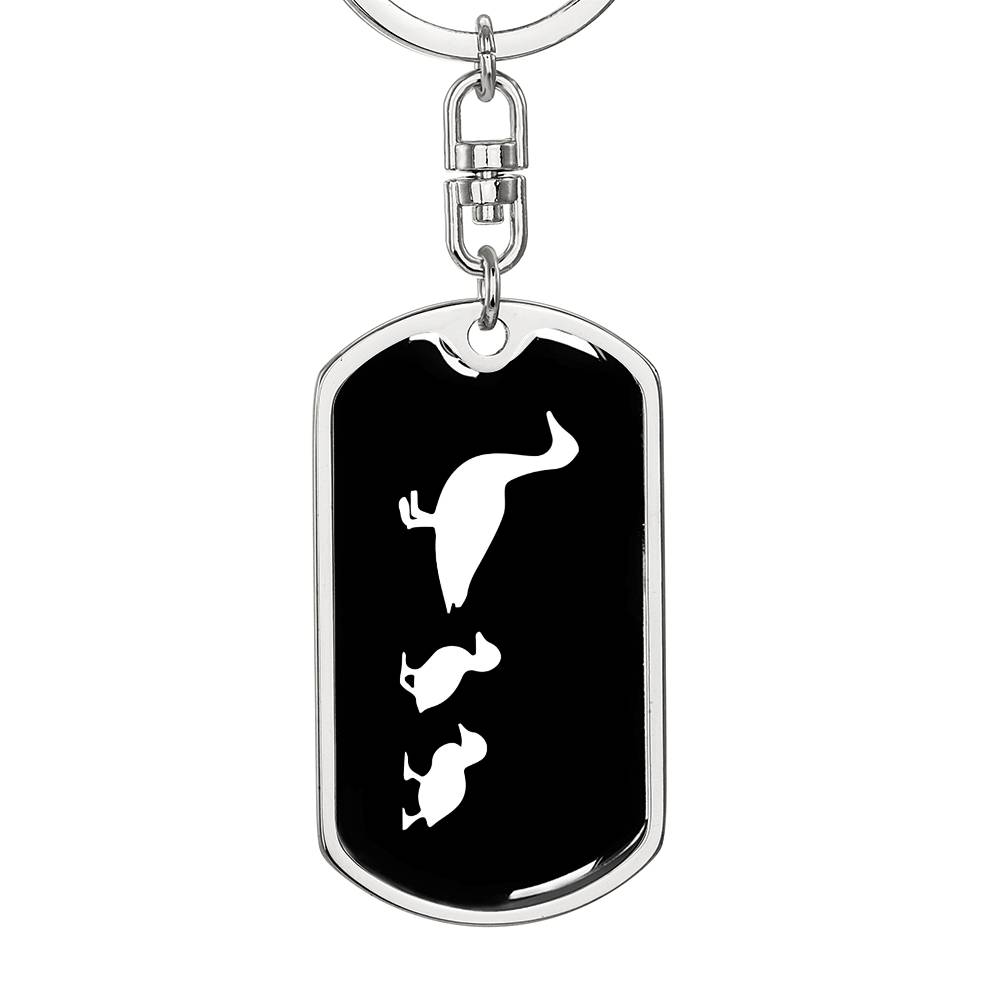 Mama Duck With 2 Ducklings v3 - Luxury Dog Tag Keychain