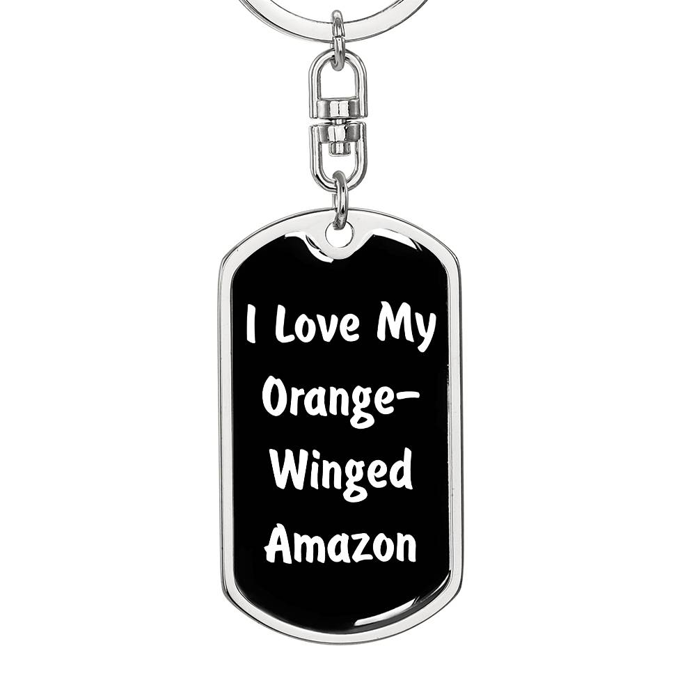 Love My Orange-Winged Amazon v3 - Luxury Dog Tag Keychain