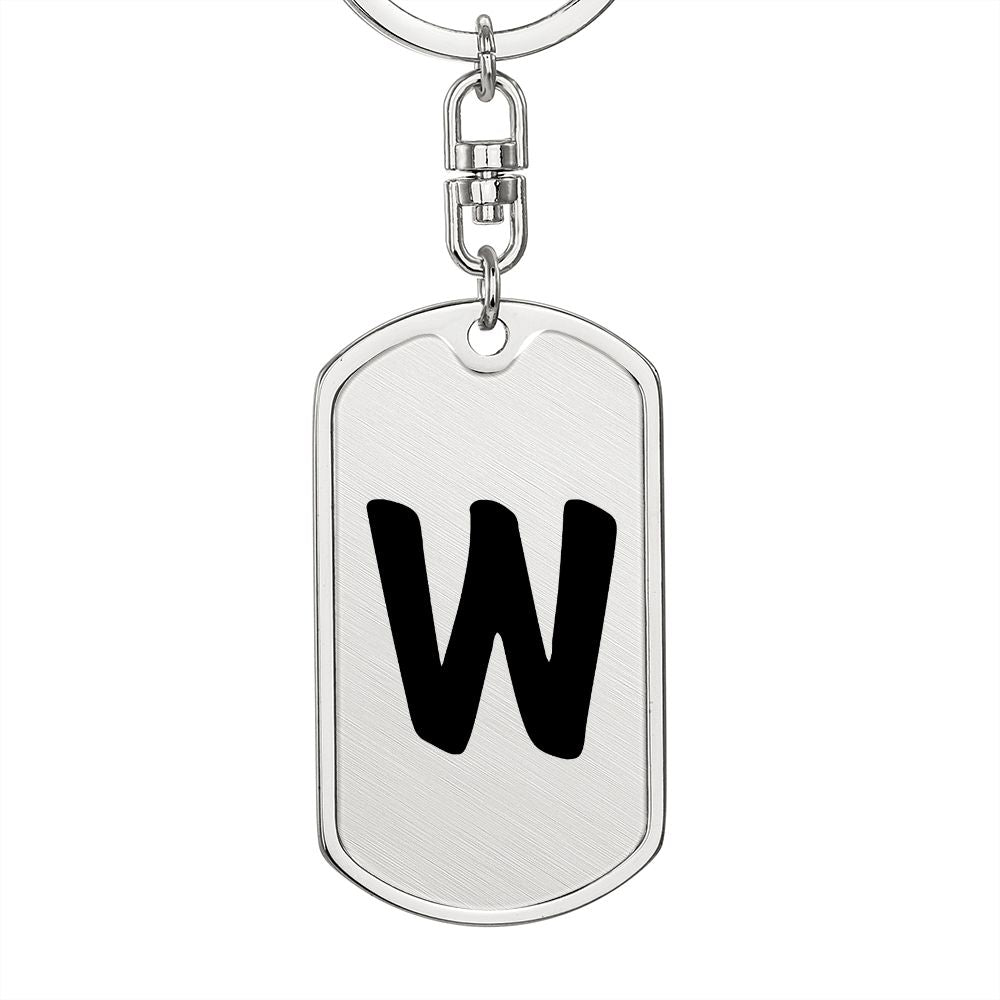 Initial W v1b - Luxury Dog Tag Keychain