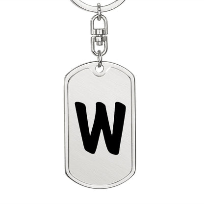 Initial W v1b - Luxury Dog Tag Keychain
