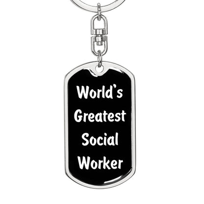 World's Greatest Social Worker v3 - Luxury Dog Tag Keychain