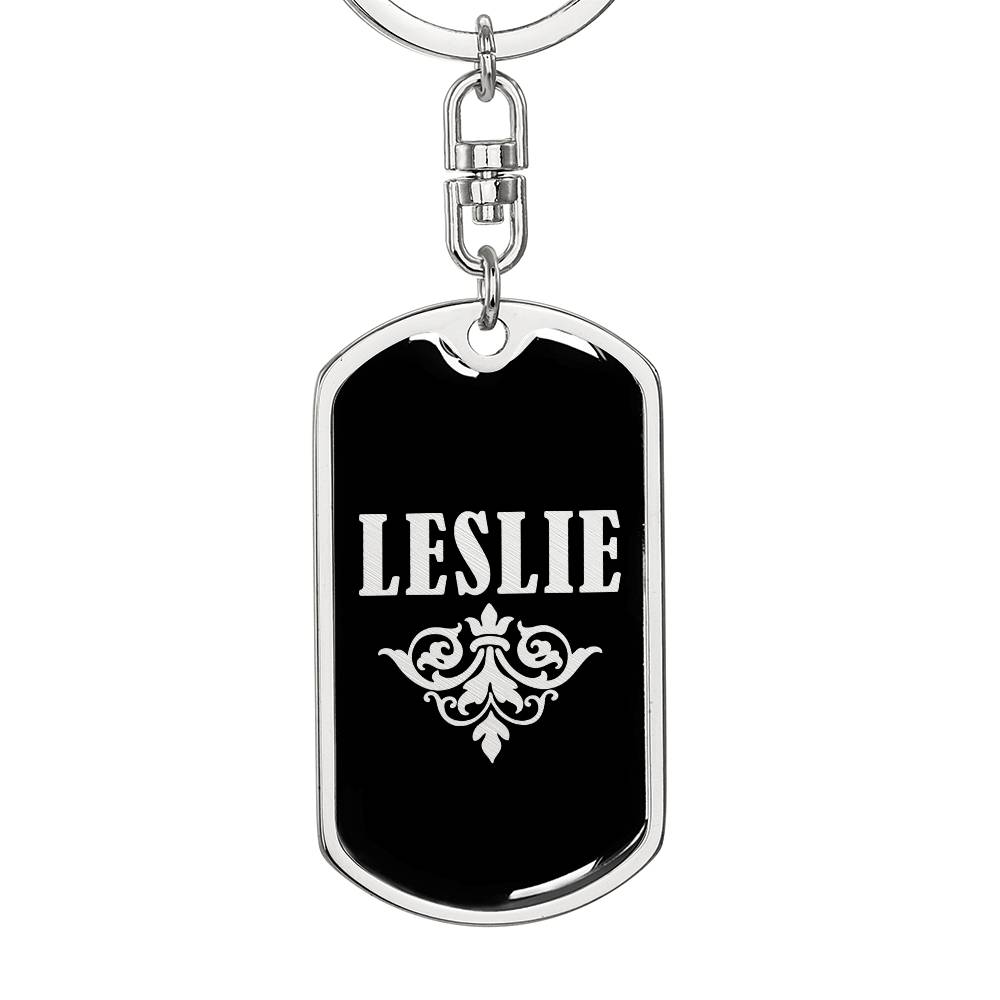 Leslie v02a - Luxury Dog Tag Keychain