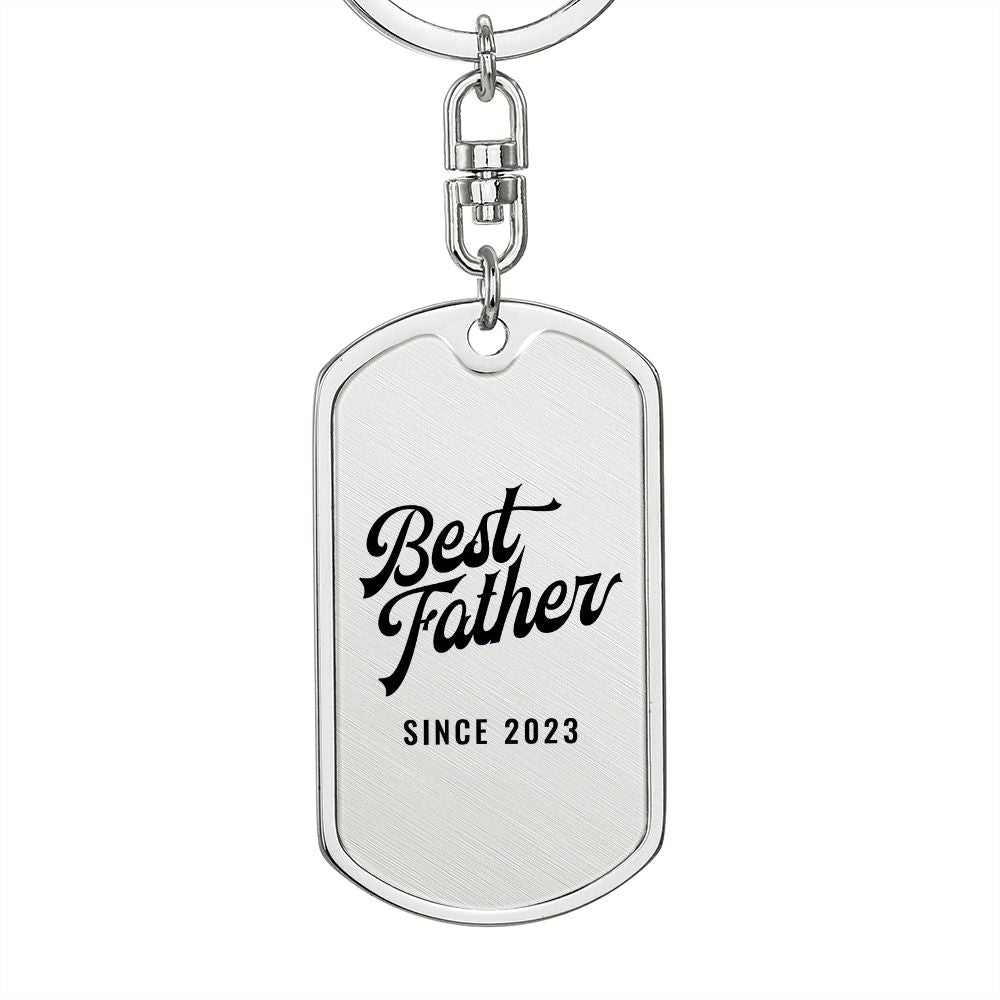 Best Father Since 2023 - Luxury Dog Tag Keychain